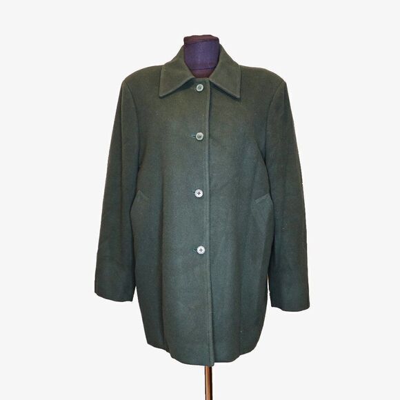 Giorgio Armani Green Wool Cocoon Coat Sz M - Picture 1 of 6